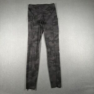 Lululemon Leggings Womens 6 Black Camo High Rise Pockets Leggings Athletic Yoga